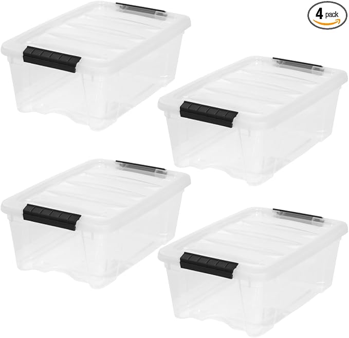 Sheds Choice 4-Pack 13 Quart Storage Bins with Lids, Clear