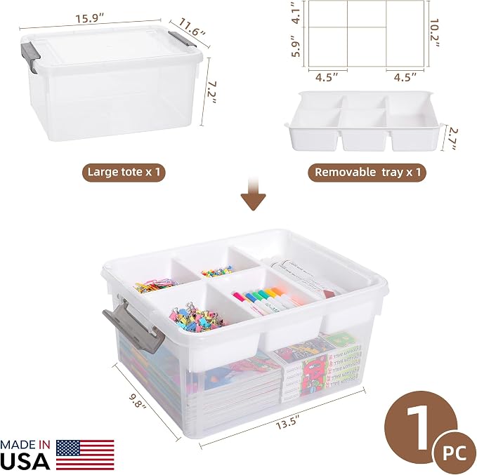 Sheds Choice Clear Craft Organizers and Storage Box with Removable Tray