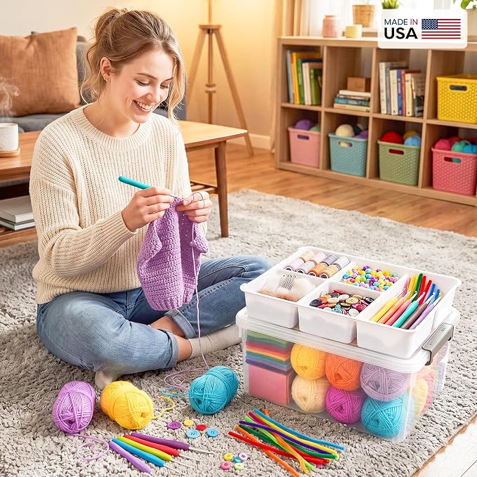 Sheds Choice Clear Craft Organizers and Storage Box with Removable Tray