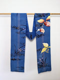 Silk Kimono Scarf - Blue with Colourful Flowers