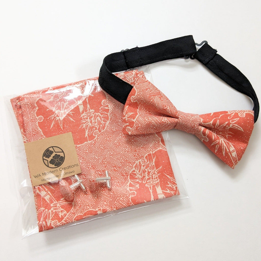Silk Bow Tie - Pink orange bamboo