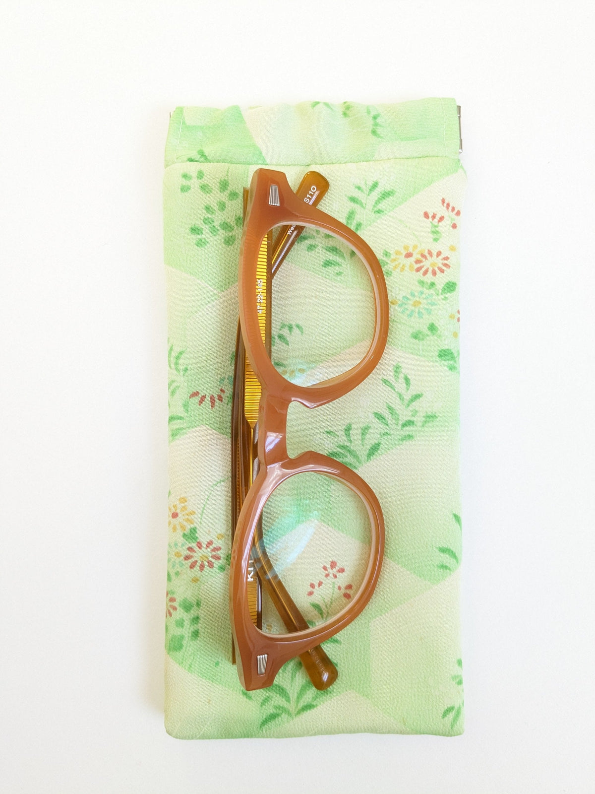 Green floral glasses case