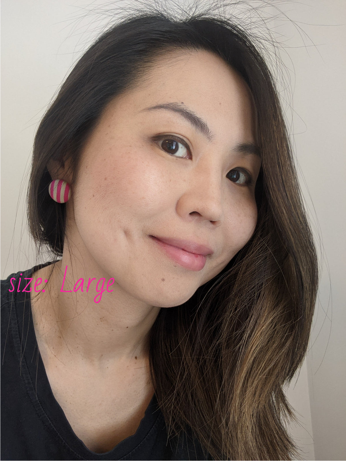 Shibori Button Earring - black and white